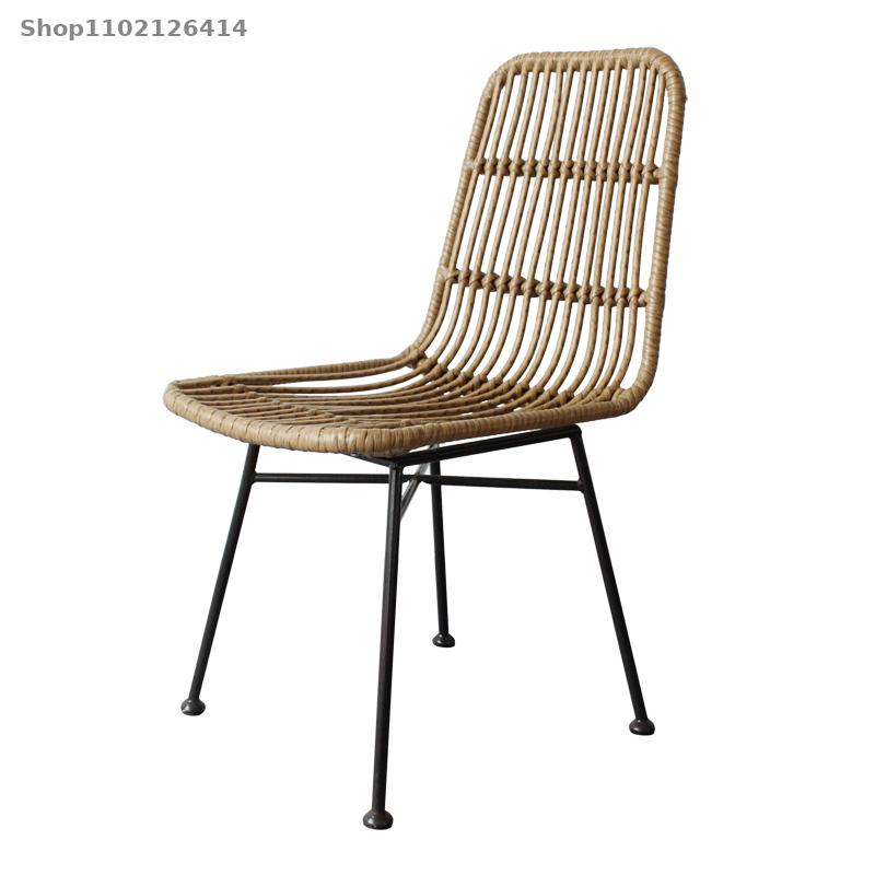 Outdoor leisure wrought iron rattan chair balcony leisure dining chair personality coffee commercial homestay rattan table and